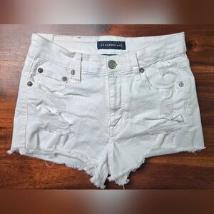 Aeropostale Women's White Distressed Denim Shorts Size: 0 (Women's/Juniors)